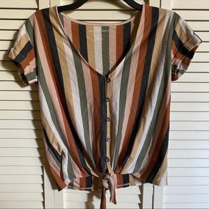 American Eagle Button Striped Top